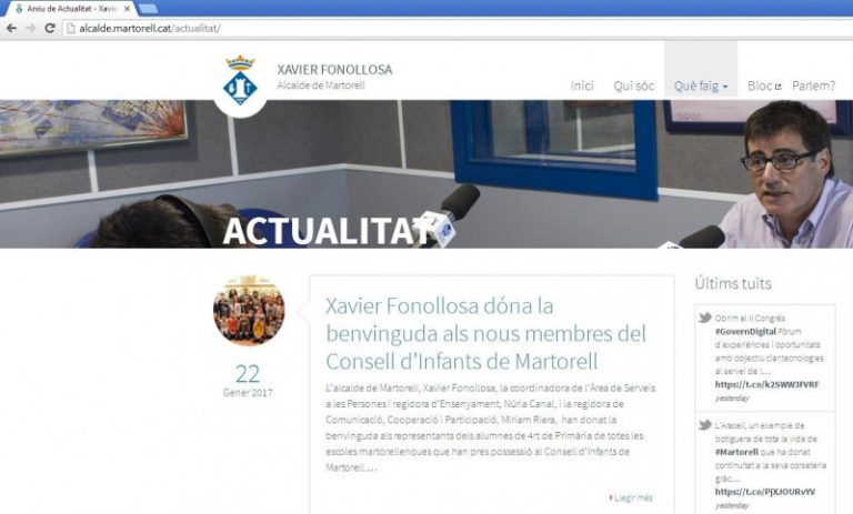 L’alcalde Xavier Fonollosa estrena espai web amb l’objectiu d’apropar-se més al ciutadà